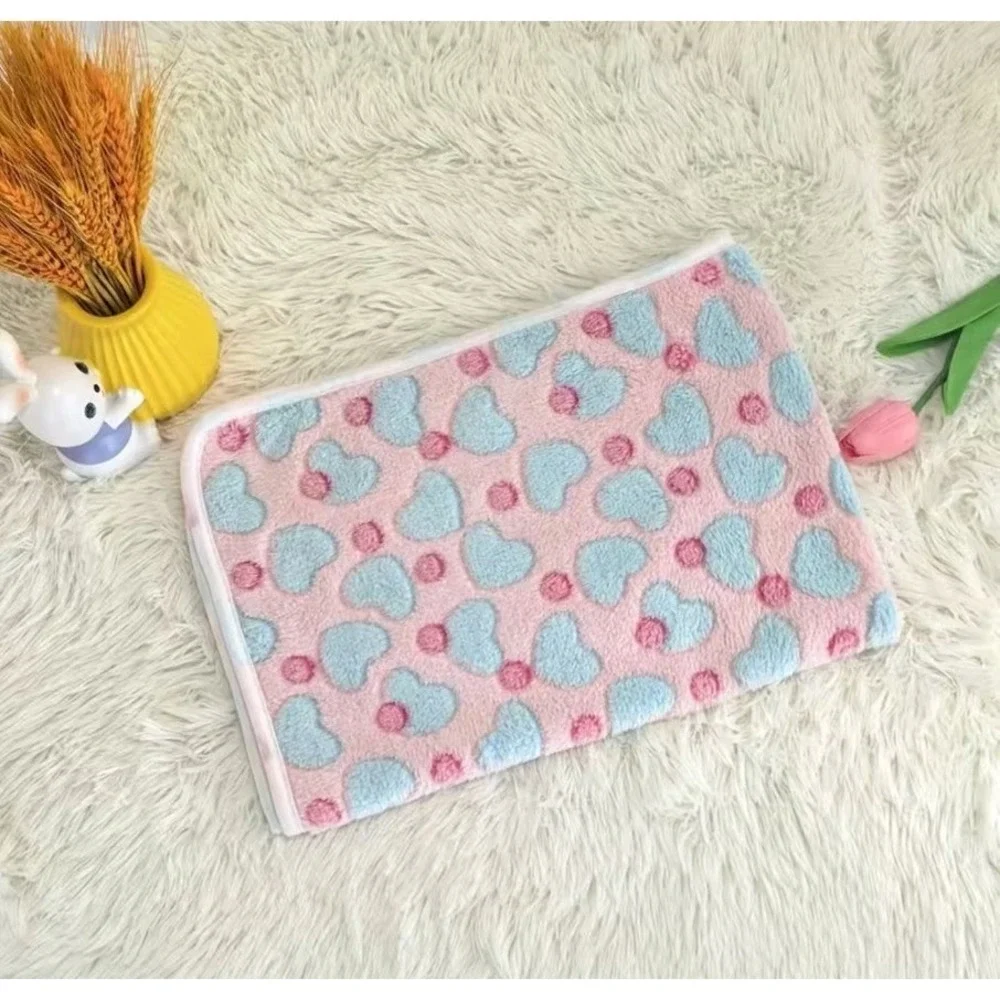 Manta Para Mascotas Grande De Felpa Suave Con Diseño De‎ Corazones Azules 104X76